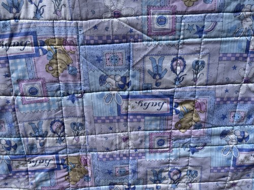 Trapunta reversibile fatta a mano 46x54 blu girarrosto coperta bambino spedizione gratuita  - Foto 6 di 12