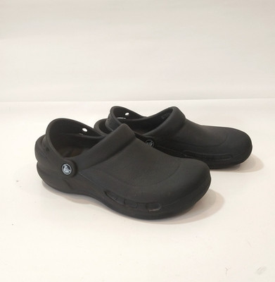 Crocs Clogs Black Mens 6 Womens 7 at Work Bistro Slip-Resistant 10075 Waterproof