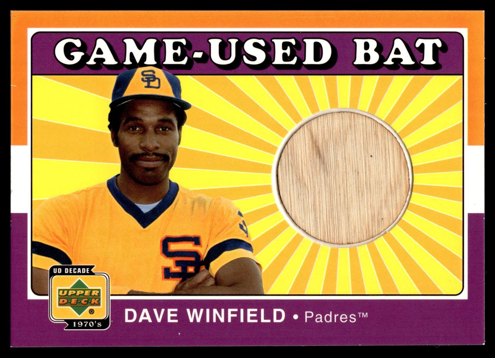 2001 Upper Deck Decade 1970's #B-DW Dave Winfield Game-Used Bat
