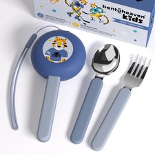 Kids Travel Utensils with Case, Food-Grade Stainless Steel BPA-Free Plastic