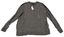 Alfani Men's Solid V Neck Cotton Blend Sweater Black Marled Size XL NWT