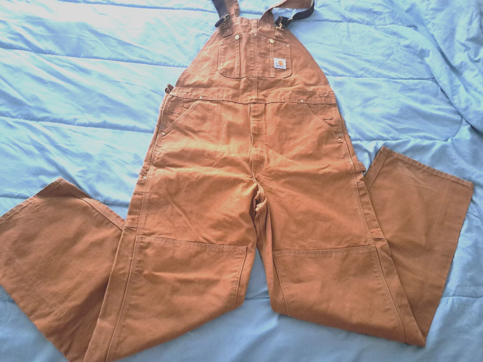 Carhartt Bib Overalls Men's 40X36 Brown Duck Canvas Double Knee R01 BRN