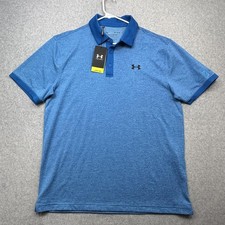 Under Armour Playoff Polo Shirt Mens Large Blue Heather Golf Performance Stretch
