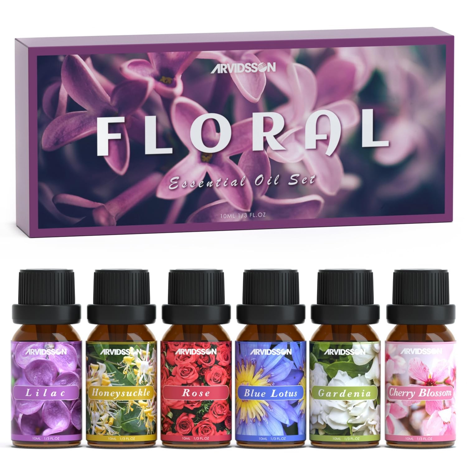 Floral Essential Oils Set, Natural Flower Essential Oil Gift for Women - Rose...