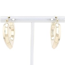 1.25" Hollow Polished Heart Shaped Hoop Pair Earrings 14k Yellow Gold 4.61 Grams