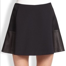 Rag  Bone womens size 6 Montrose Lambskin Leather Panel Mini Black A-line Skirt