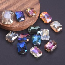 Rectangle Faceted Crystal Glass 12x9mm 14x10mm 18x13mm Beads For Jewelry Making