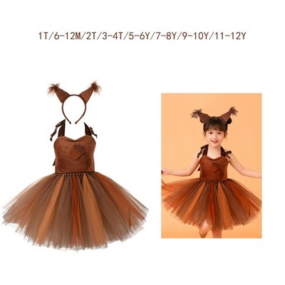 Mädchen Eichhörnchen Cosplay Kleid Tutu Rock für Rollenspiele Events mit Stirnband