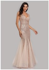 NEW Evening Formal Party Ball Gown Prom Bridesmaid Fishtail Sequins Dress