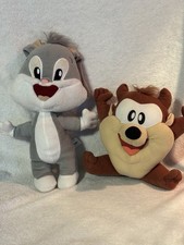 Baby Looney Tunes Bugs Bunny 12.5  Taz 8  Plush Lot Six Flags Toy Factory Set