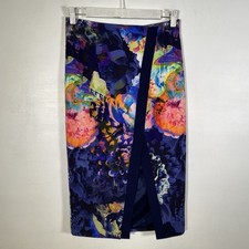 Bardot Womens Printed Fabric Back Zip Midi Skirt Size 10 Very Good JK156