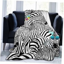 Blanket Soft Lightweight Throw 60"x50" medium for teens Stylish Zebra Print