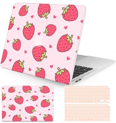 New MacBook Air Pro 13  Slim Hard Shell Case Strawberries Pink