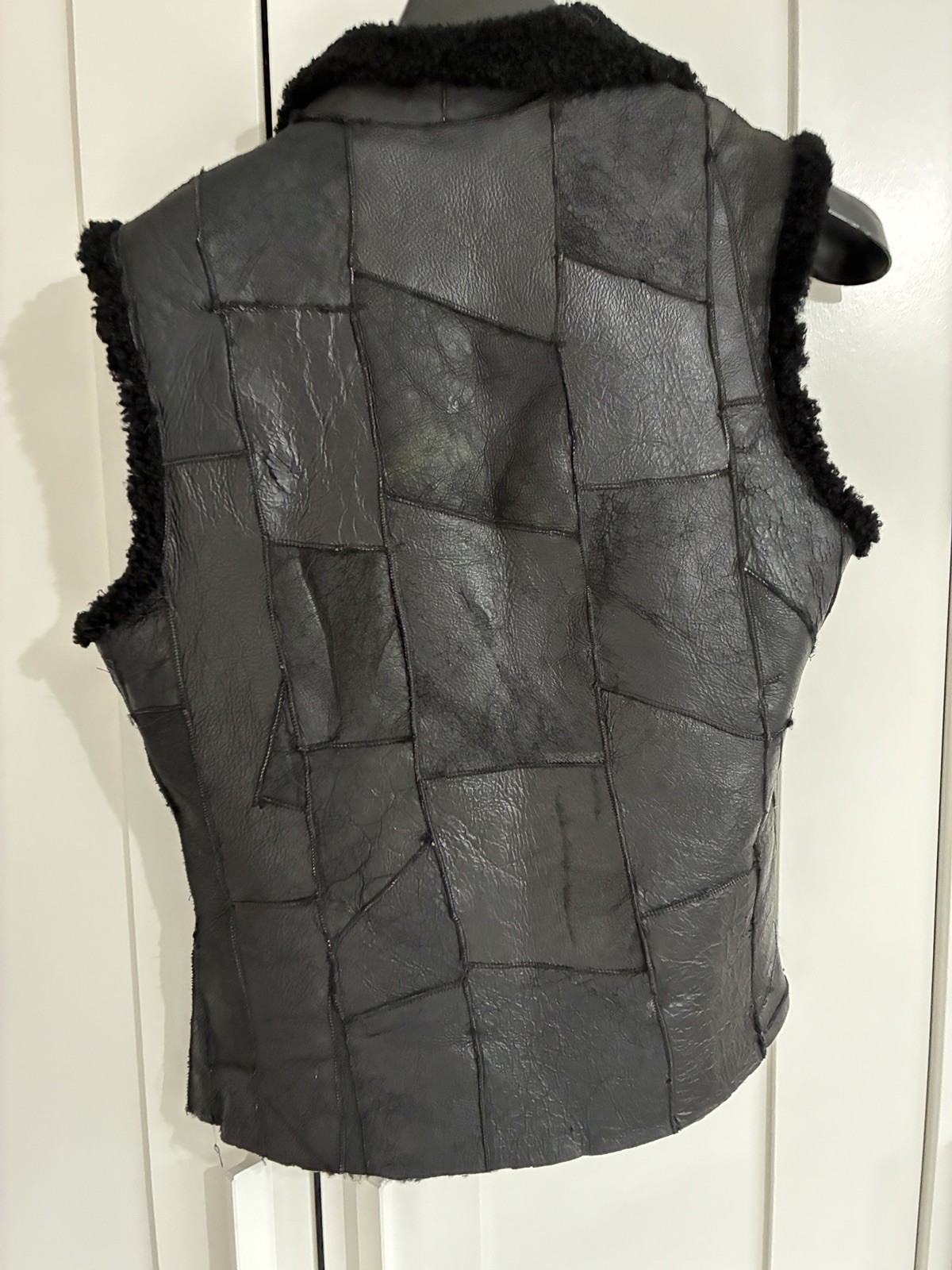 handmade patchwork vintage leather shearling flee… - image 4