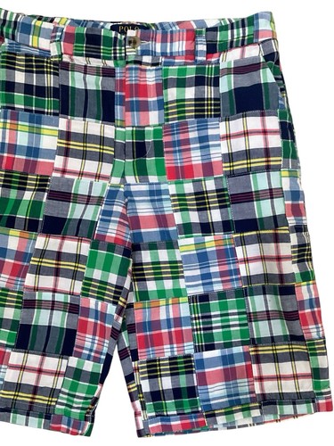 Polo Ralph Lauren Boys Bermuda Shorts Madras Plaid Patchwork Multicolored SZ 18 - Picture 3 of 10