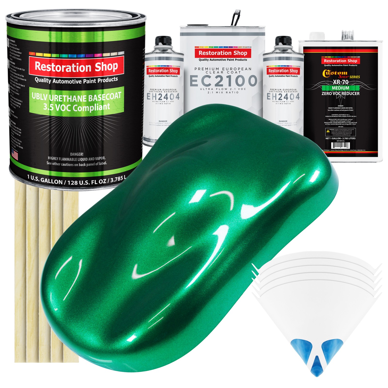 Emerald Green Metallic LOW VOC Urethane Paint Gallon Kit & European Clear Coat