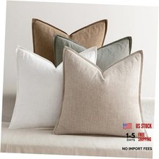 Linen Pillow Covers Pack of 4 Decorative Natural 18" x 18" Pack of 4 Neutral