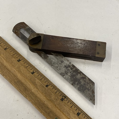 #ad Vintage Rosewood amp; Brass Sliding Bevel Square 6” Decorative Brass M0246 $14.95