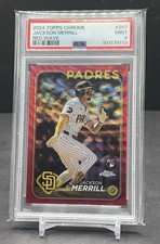 Jackson Merrill 2024 Topps Chrome Red Wave Rookie Refractor /5 #207 PSA 9 RC