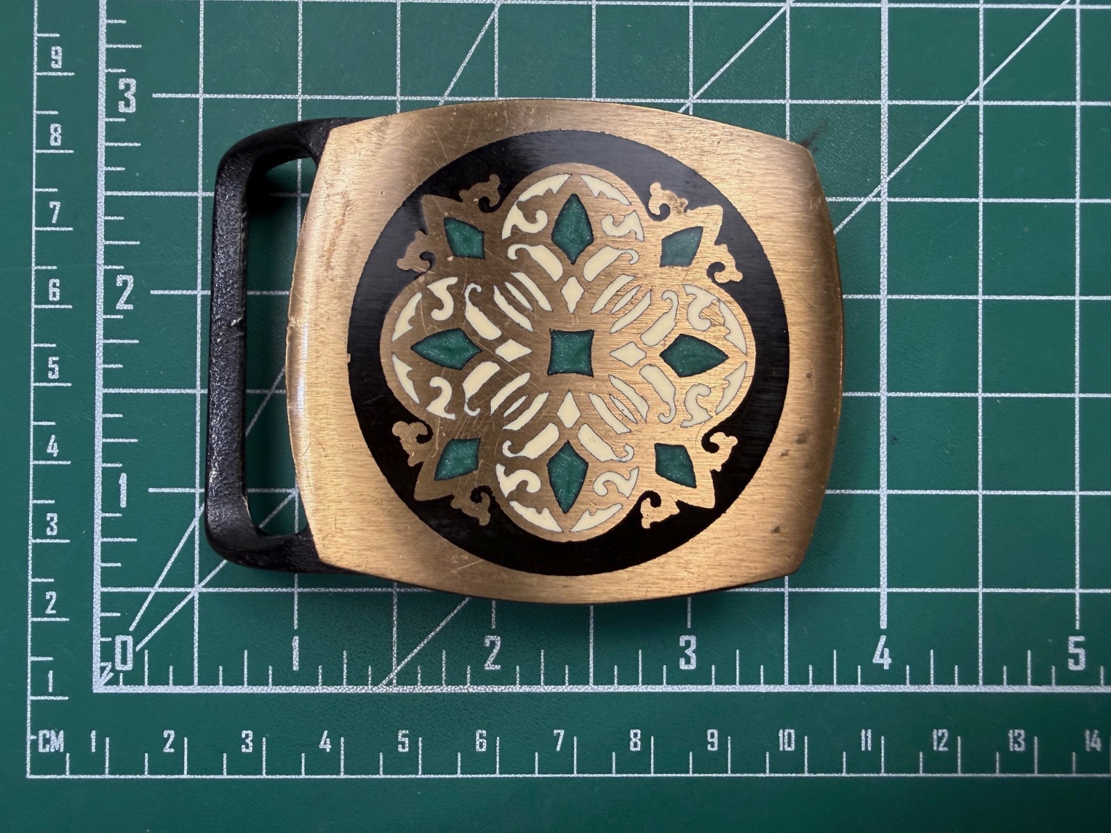 Tech-Ehter Patterned Solid Brass Belt Buckle - image 2
