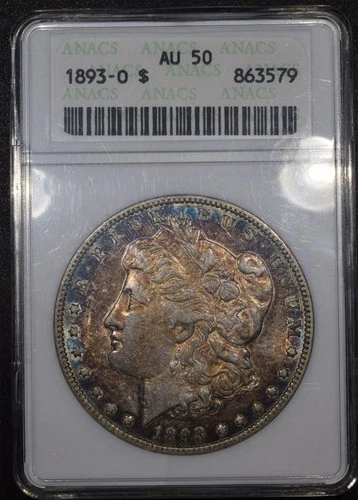 1893-O Morgan Silver Dollar "ANACS AU50"