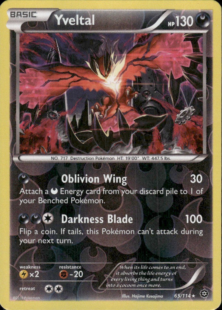 Yveltal 65/114 Holo Rare Steam Siege Pokemon Reverse Holo Lightly Played