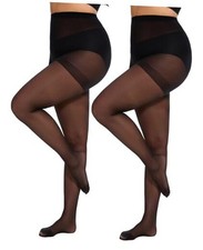 2 Pairs Plus Size Sheer Tights for Women - 20D Tights X-Large Plus Black