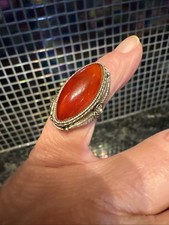 Vtg Deco Designer Sterling Silver 25mm x 12mm Baltic Amber Ring Sz 6.2 Well Made