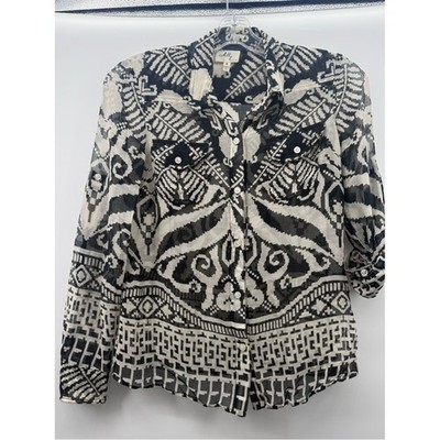 An original Milly of New York geometric print silk blend  blouse size 4