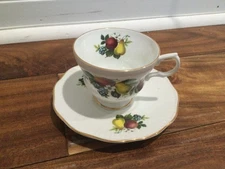 Vintage Rosina Fine Bone China England Tea Cup/Saucer Fruit Pattern demitasse