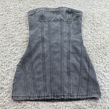 Pretty Little Things Petite Womens Size 0 Mini Denim Dress Black Strapless