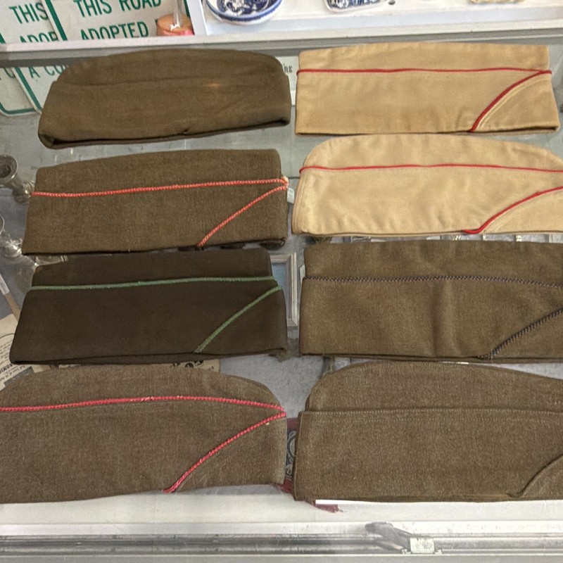 US Military Lot of 8 Garrison/Overseas Side Caps Assorted Colors w/ Piping