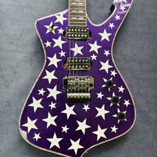 Ibanez Iceman Style Electric Guitar - Purple with White Stars Floyd Rose Tremolo