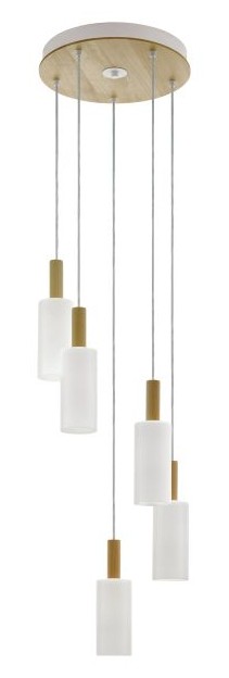 OAKHAM BROWN/ WHITE PENDANT LIGHT 5X E27/ 40W IP20 49689