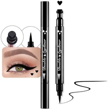 evpct 1Pcs Black Colored Winged Eyeliners Stamp Black Hearts Face Stamps Make...