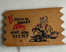 Vintage 1950s Wood Postcard Jaffre Prod Corp Brooklyn NY Funny Novelty Plaque 3c