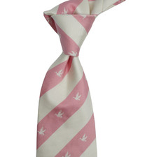 $195 Nuevo con Etiquetas Brooksfield Rosa y Blanco Gaviotas Grano Bruto Seda Cuello Corbata Italia 3.9W