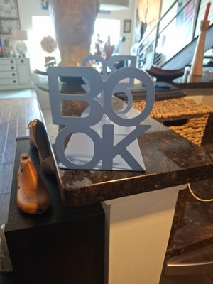  Pair Simple Style '' Book'' Pattern  Bookends Nonskid Metal Book Ends Lightwe