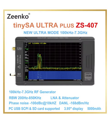 Zeenko ZS-407 tinySA ULTRA PLUS Spectrum Analyzer 4  100k 7.3GHz