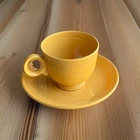 Vintage Fiestaware Fiesta Coffee Tea Cup  Saucer Yellow Ring Handle~ MINT
