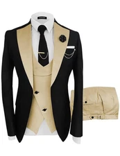 Wangyue Mens Suit 3 Piece Slim Fit Suits for Men Wedding Prom Tuxedo for Men ...