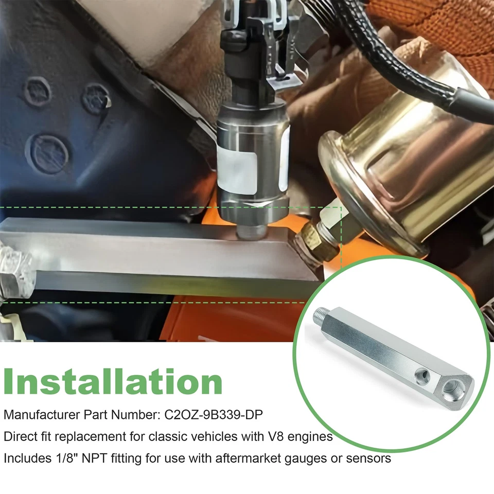 Extensión de presión de aceite de doble puerto C2OZ-9B339-DP para Ford Mustang 1965-1973 V8 Foto 4 de 4