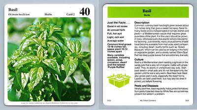 Basil #2 Herbs - My Green Gardens 1987 Cardmark Card
