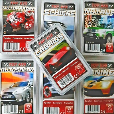 Quartettspiel  Kartenspiel Auto Motorräder  Autosalon Cabrios Schiffe Notruf 