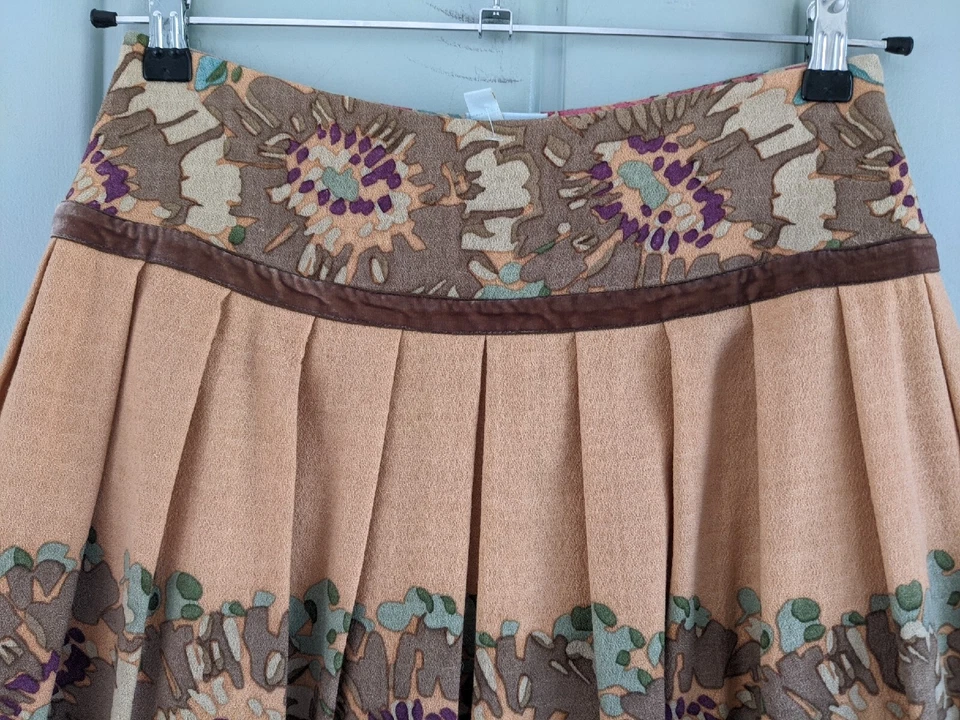 Falda Tracy Reese Mujer 4 Línea A Lana Encaje Floral Completa Pequeña S Forrada en Capas Foto 3 de 4