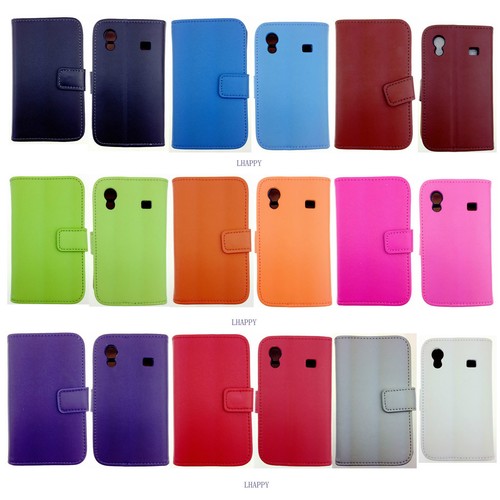 LUSSUOSA CUSTODIA SUPPORTO PORTAFOGLIO IN VERA PELLE PER SAMSUNG GALAXY ACE S5830 VENDITORE UK - Foto 1 di 14