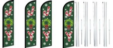 Joy Candy Cane Windless Flag With Complete Hybrid Pole set- 4 pack