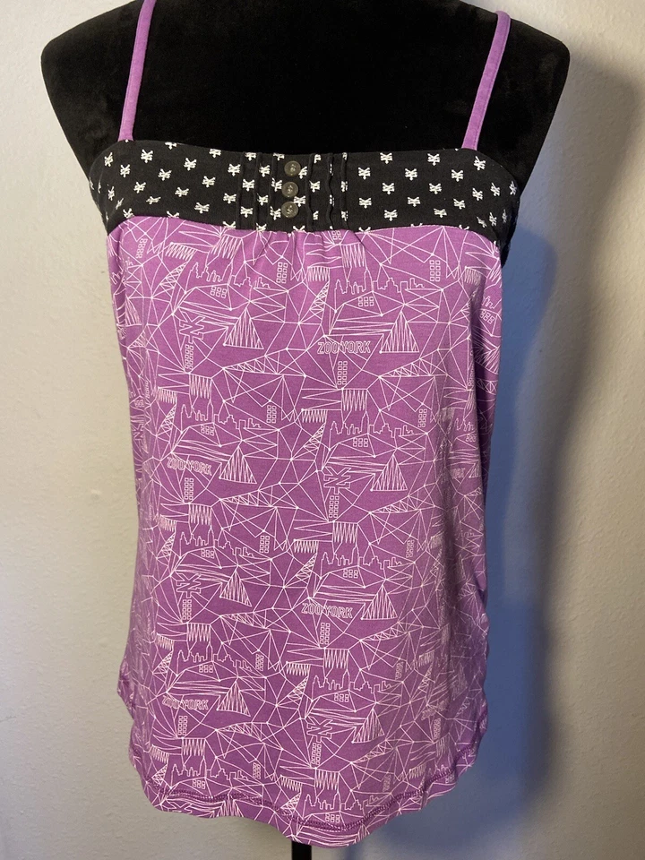 Top retro de verano vintage Y2k Zoo York patrón púrpura/negro cami patinador Y2K Foto 2 de 4
