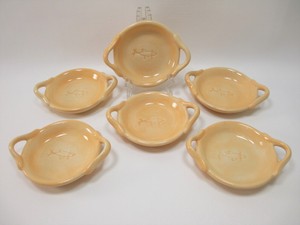 Pottery Barn Paella Set 6 Small Fish Embossed Handled Dish Plate