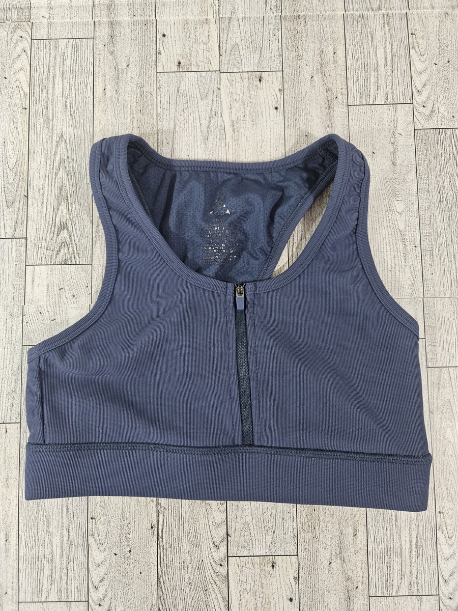 Kyodan Sports Bra Size Small Blue Frony Zip Cross Back